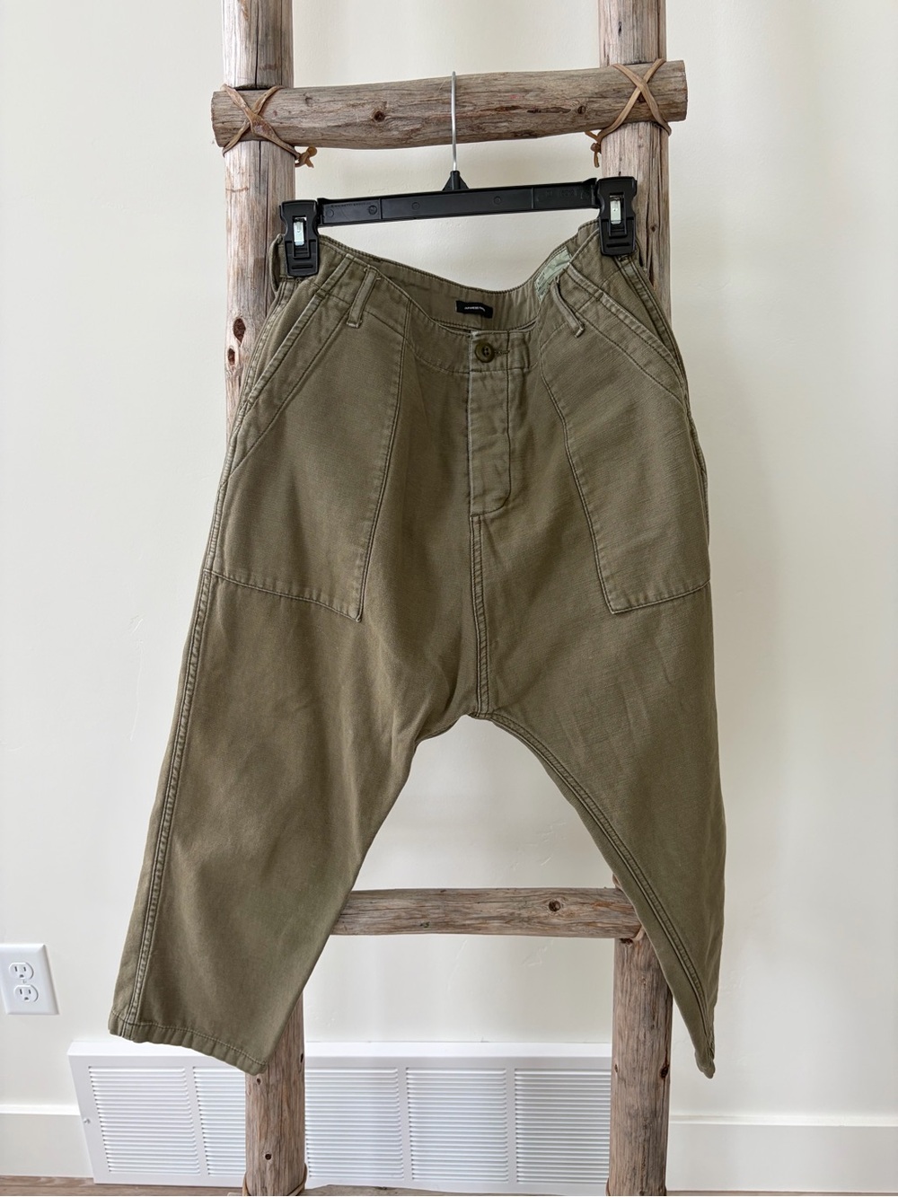 R13 Green Cropped Utility Pants
